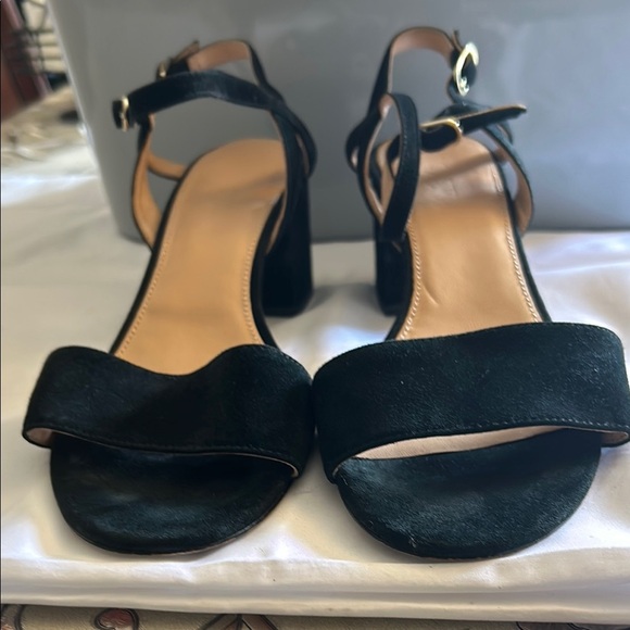 Black Low-Heeled Suede Heels - Picture 1 of 6
